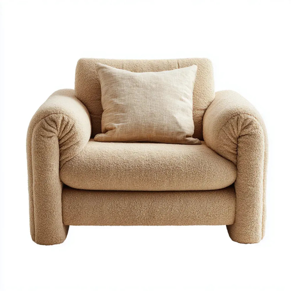 Armchair Plush Upholstery 95x90x80 cm - Beige - Contemporary Design