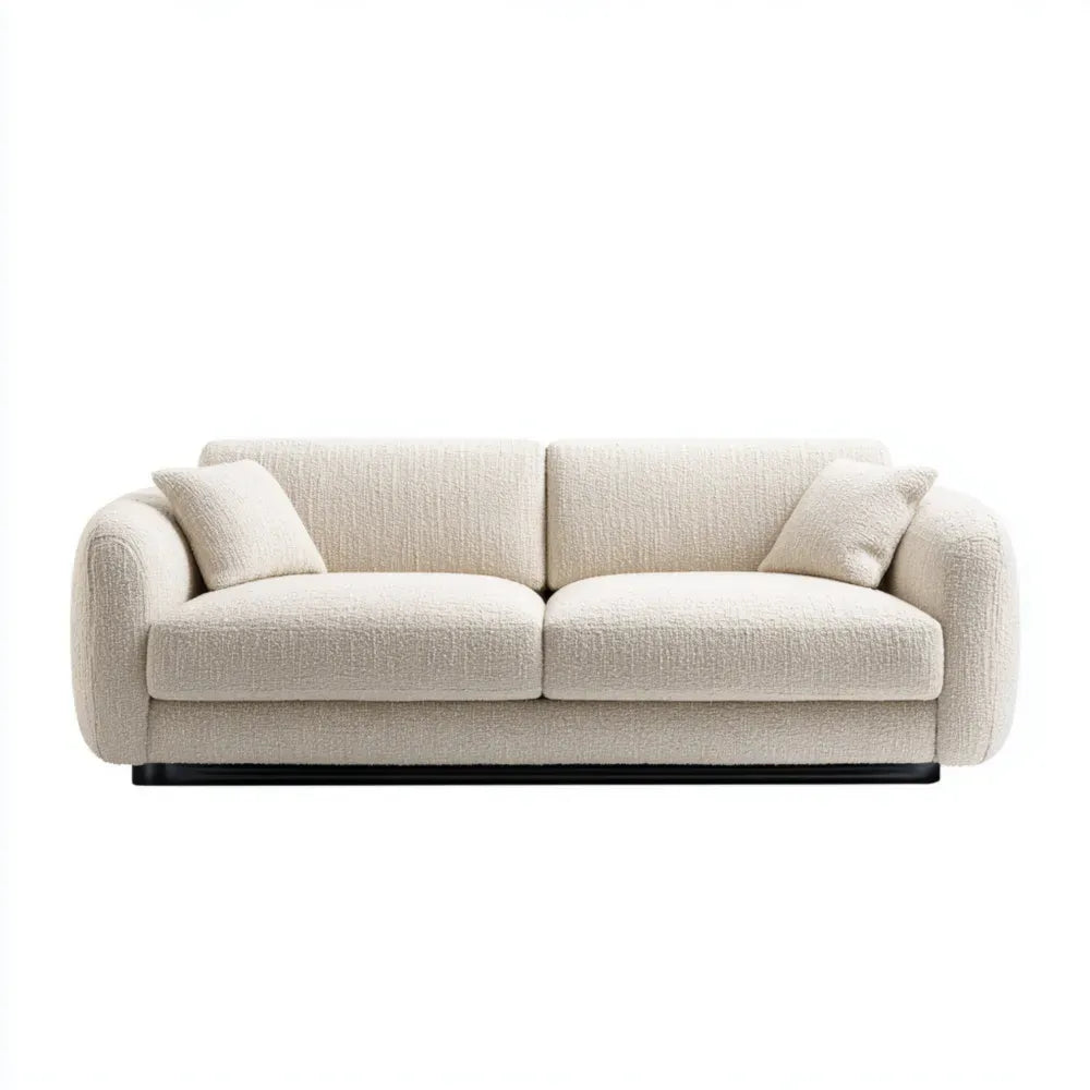 Contemporary Design Sofa Set Upholstered Fabric 200x90x75 cm - Cream