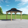 Outdoor Gazebo Wooden Frame 350x350x320 cm – Black Roof – Contemporary Design