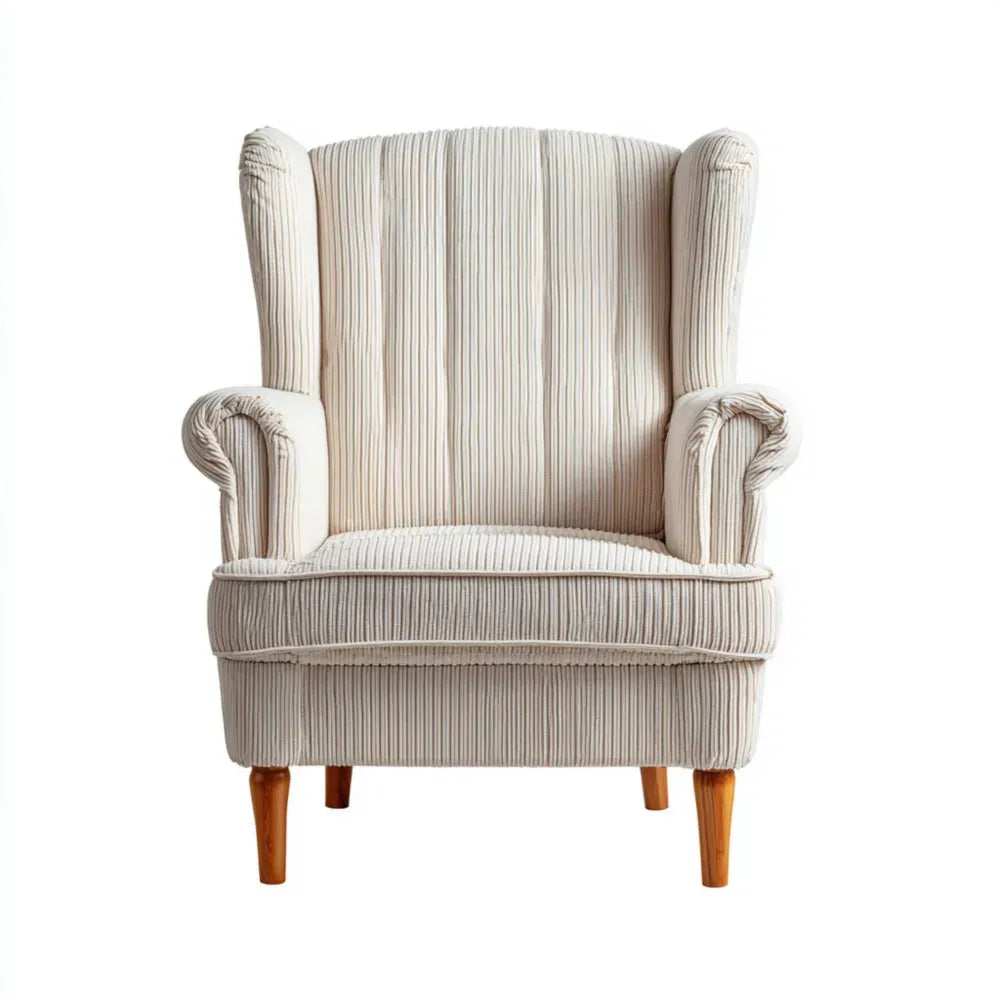 Armchair Fabric Upholstered 100x80x90 cm – Cream – Classic Design